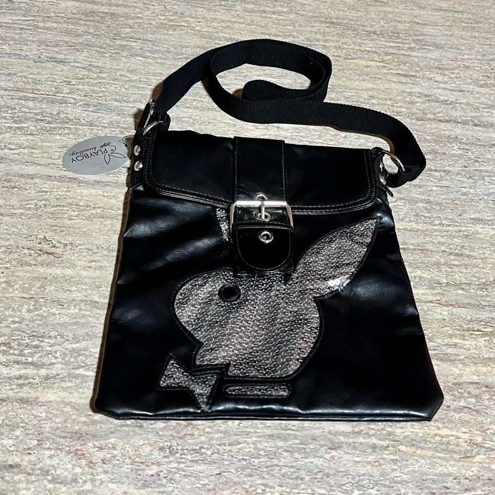NWT PLAYBOY Black Crossbody Bag with Sequins Bunny Design
